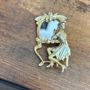 Vintage Art Deco Woman in Front of Mirror. Signed AJC